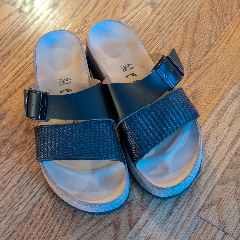 Papillio By Birkenstock Almina French Piping Slide Black Sandals
